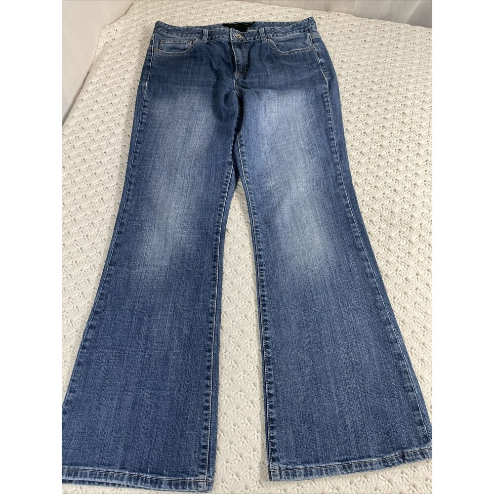 Calvin Klein Jean Women 14 Flare Medium Blue Mid Rise 5 Pocket Cotton Stretch